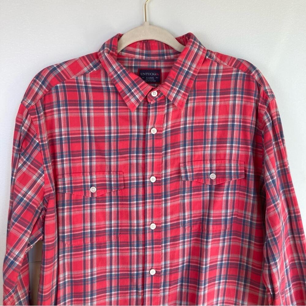 UnTUCKit Pink & Blue Plaid Cotton Button Down Shirt Mens XLPreppy Classic Work